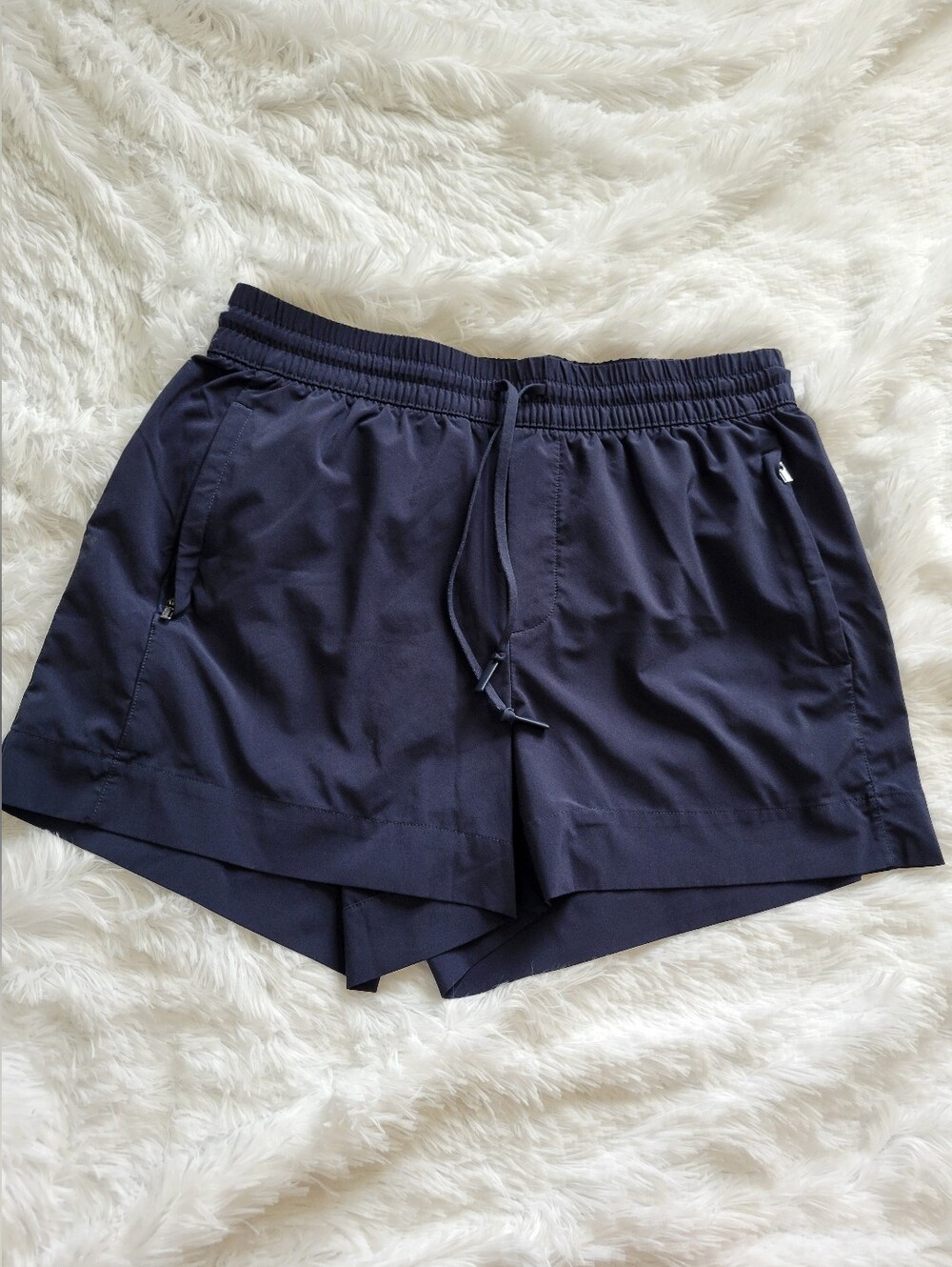 Athleta Navy Blue Athletic Shorts Drawstring Waist Size 8